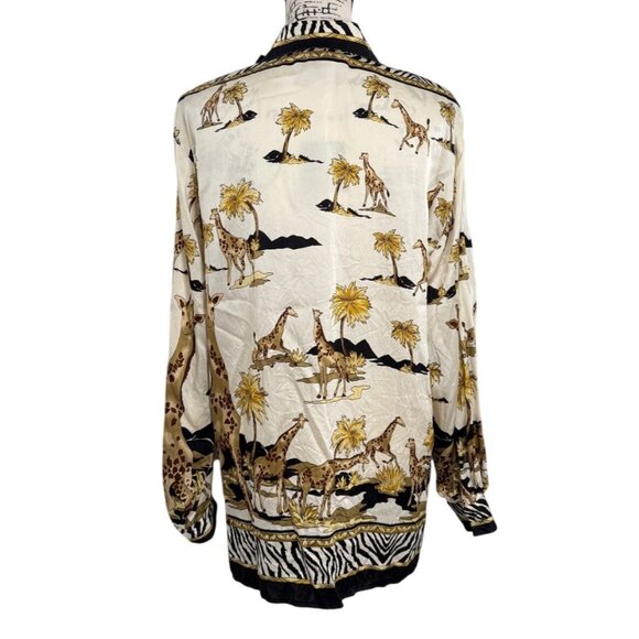 Corey B. New York Womens Silk Top Button-Up Safari Giraffe Tunic Shirt Size M - Picture 3 of 7